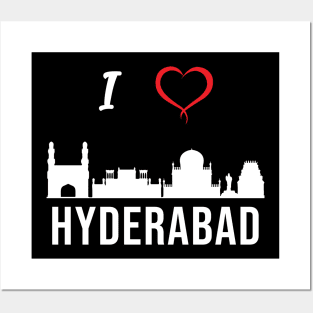 I love Hyderabad Skyline Telugu Telangana Culture Posters and Art